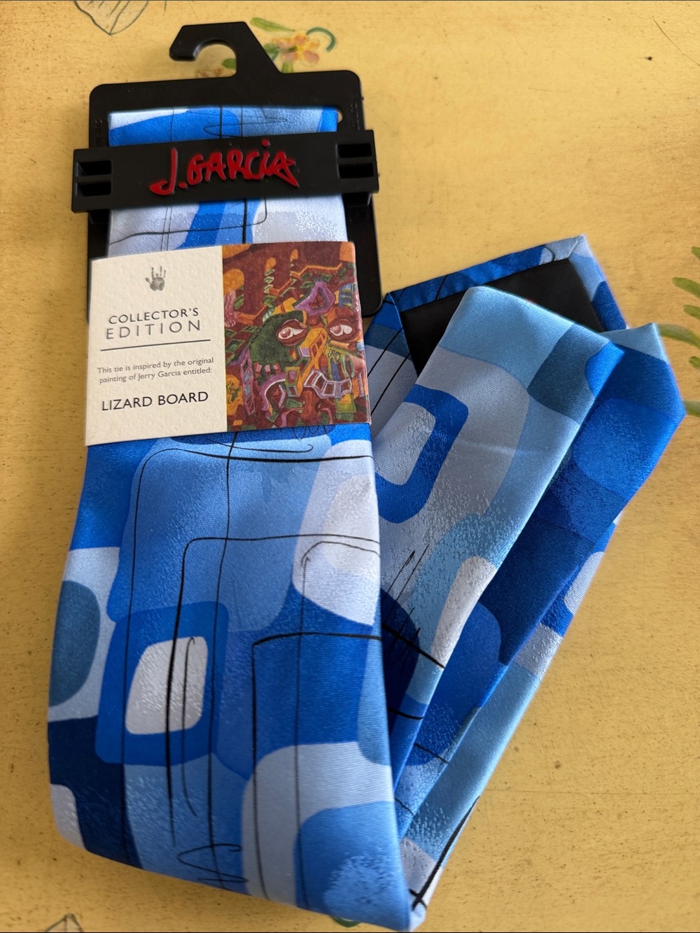 J Garcia blue silk tie  - Lizard Board